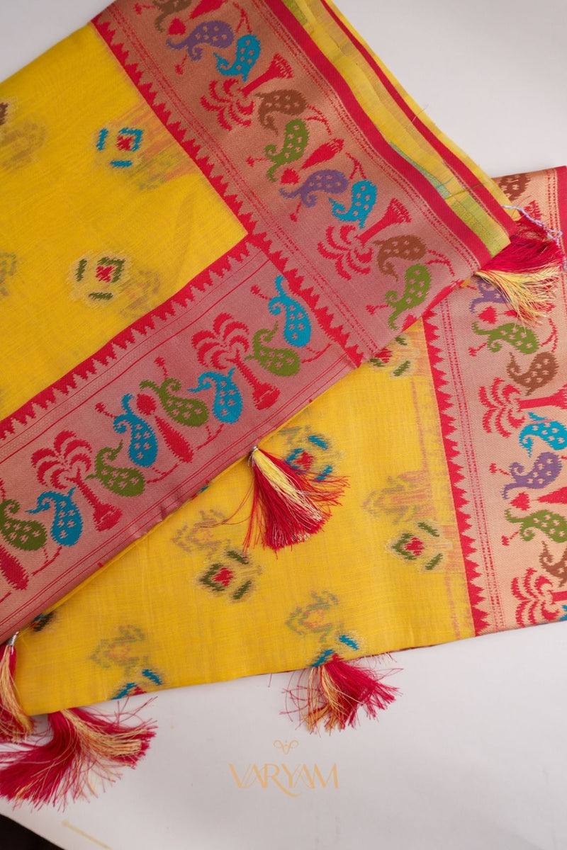 Kalista Linen Yellow Saree