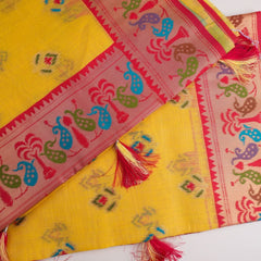 Kalista Linen Yellow Saree