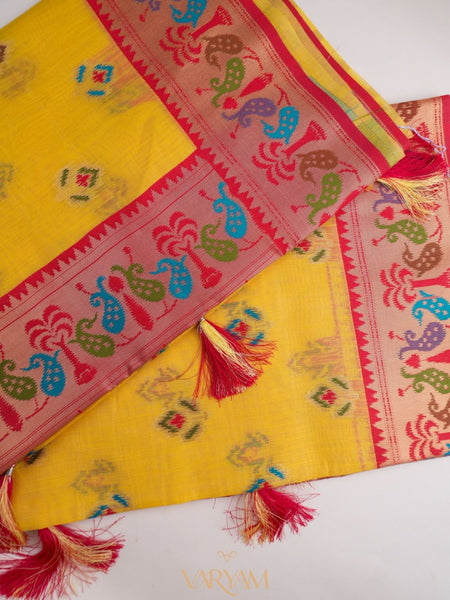 Kalista Linen Yellow Saree