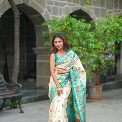 Kalista Linen Cream Saree