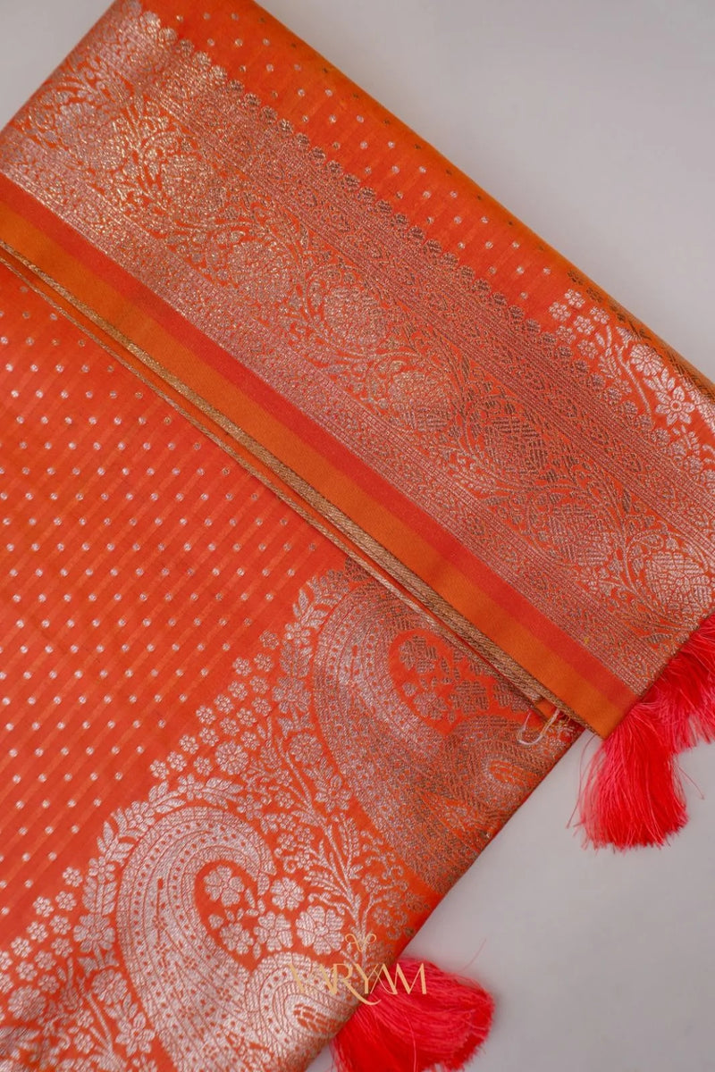 Zari Banarsi Silk Orange Saree