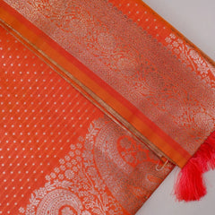 Zari Banarsi Silk Orange Saree