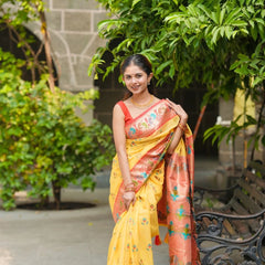 Kalista Linen Yellow Saree