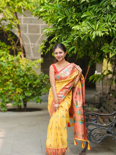 Kalista Linen Yellow Saree