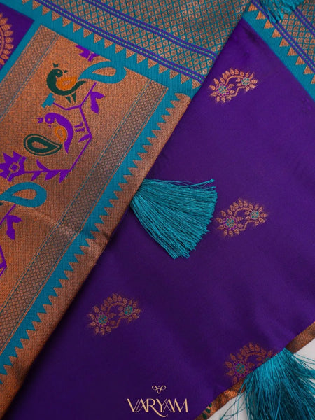 Satrangi Banarsi Purple Soft Silk Zari Saree