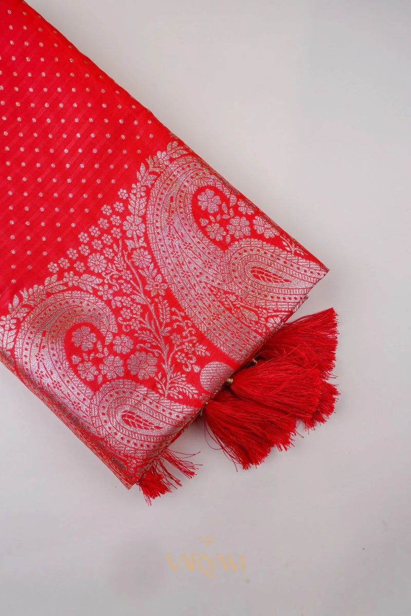 Zari Banarsi Silk Red Saree