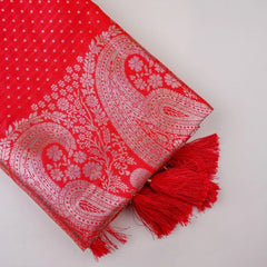 Zari Banarsi Silk Red Saree