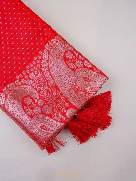 Zari Banarsi Silk Red Saree