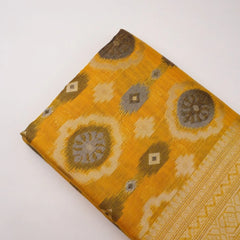 Ikkat Cotton Yellow Saree
