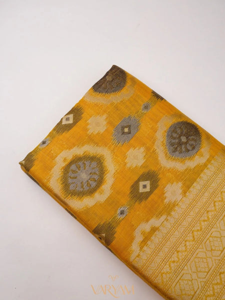 Ikkat Cotton Yellow Saree