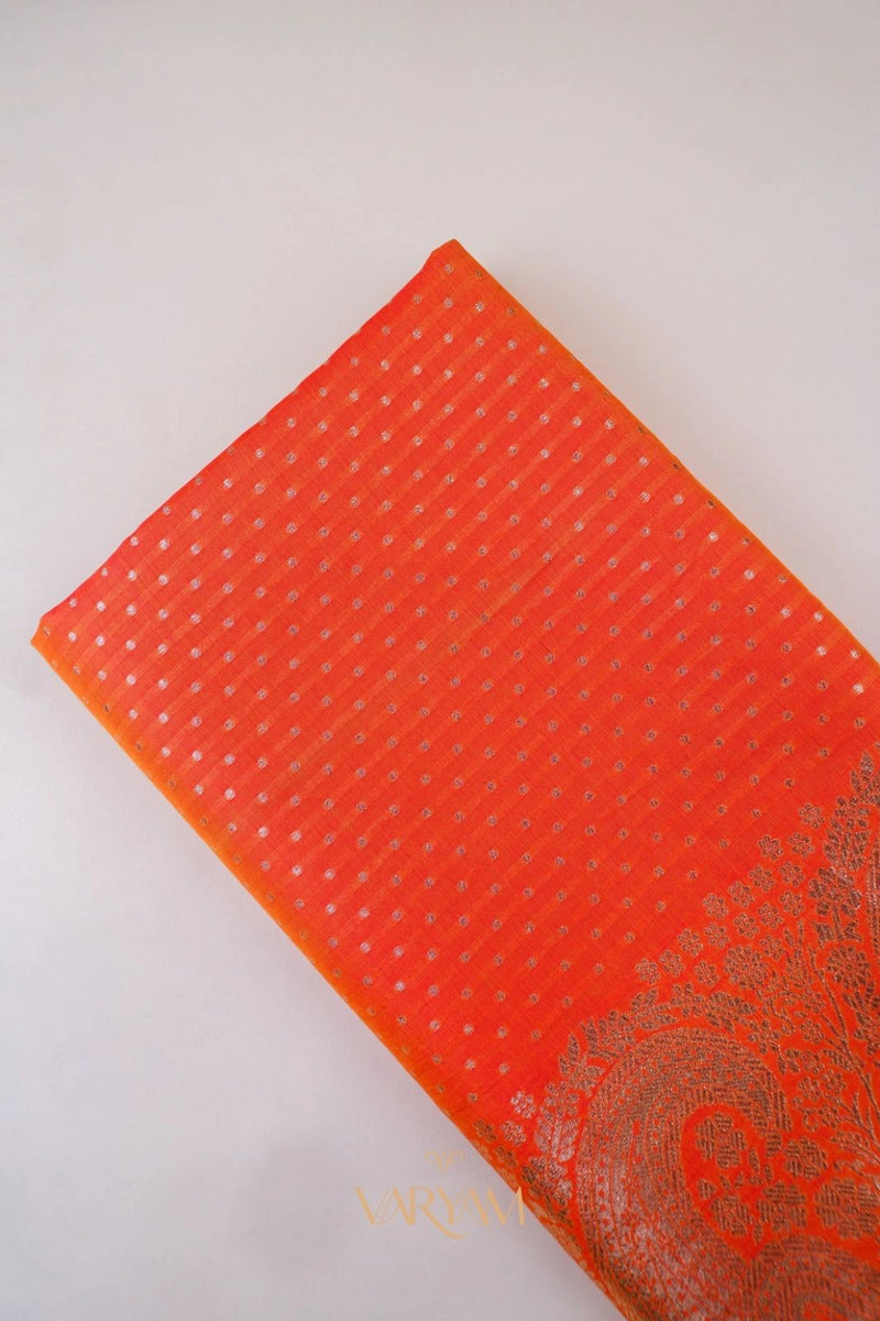 Zari Banarsi Silk Orange Saree