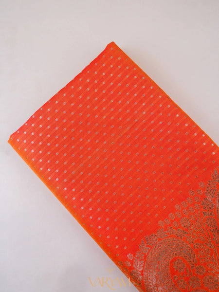 Zari Banarsi Silk Orange Saree