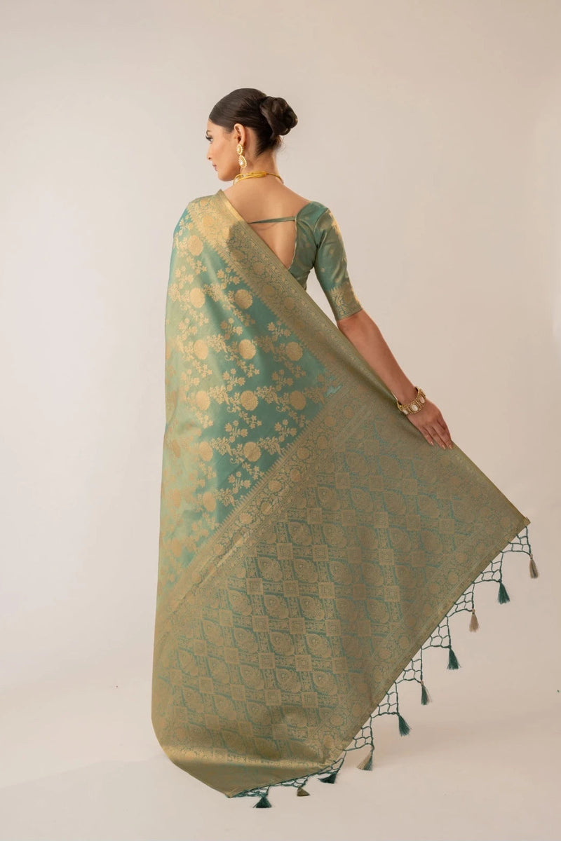 Ivona Silk Teal Saree