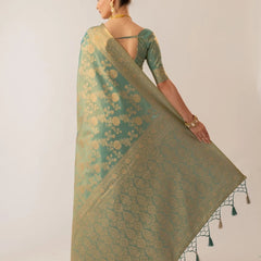 Ivona Silk Teal Saree