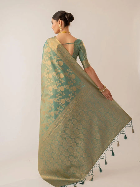 Ivona Silk Teal Saree