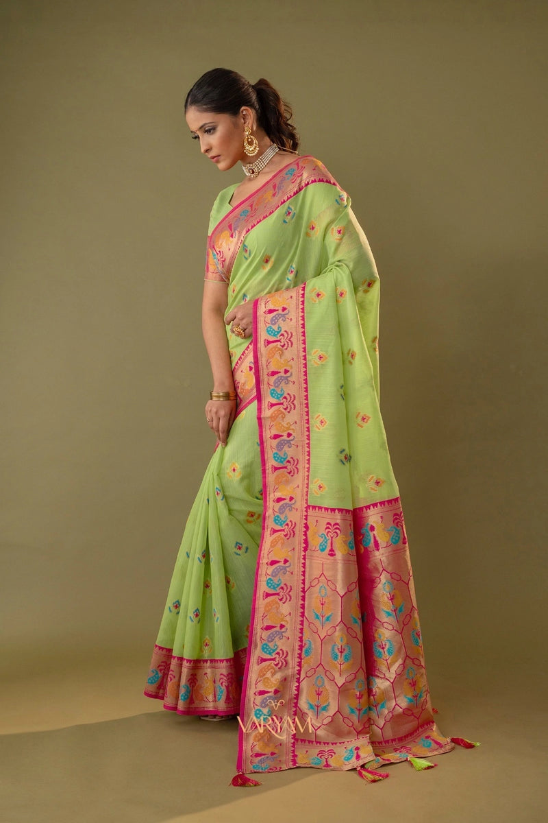 Kalista Linen Green Saree