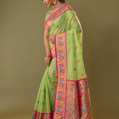 Kalista Linen Green Saree