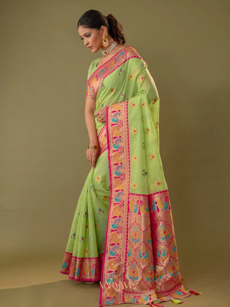 Kalista Linen Green Saree