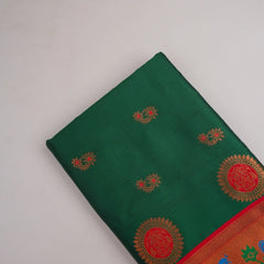 Satrangi Banarsi Green Soft Silk Zari Saree