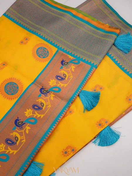 Satrangi Banarsi Yellow Soft Silk Zari Saree