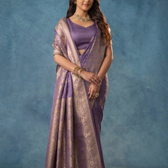 Strawberry Satin Silk Purple Saree