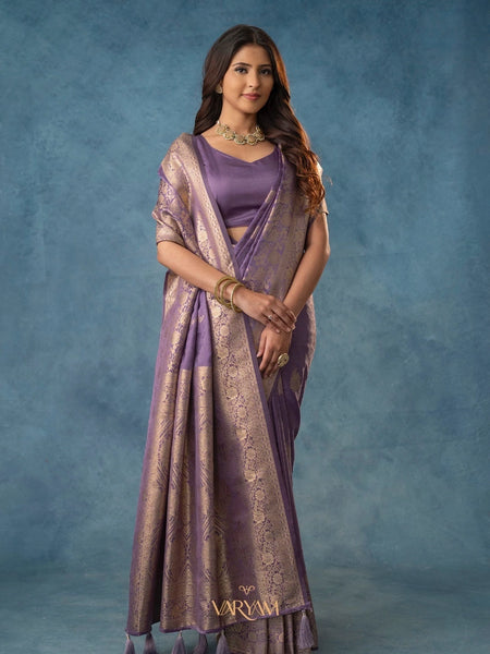 Strawberry Satin Silk Purple Saree
