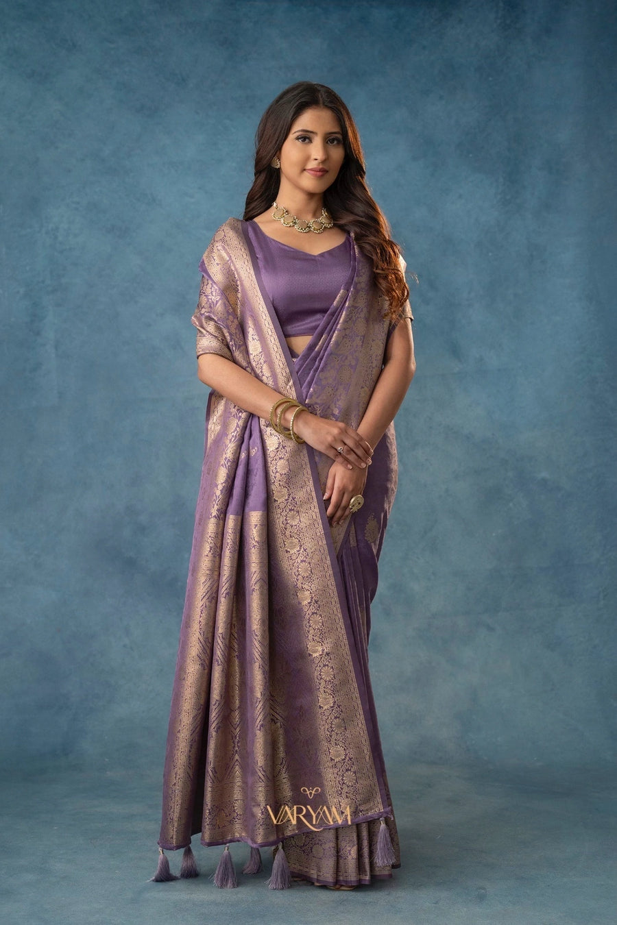 Strawberry Satin Silk Purple Saree