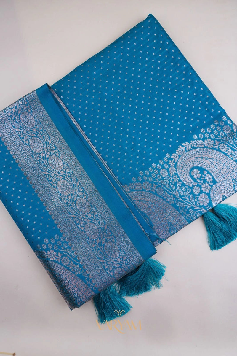 Zari Banarsi Silk Blue Saree