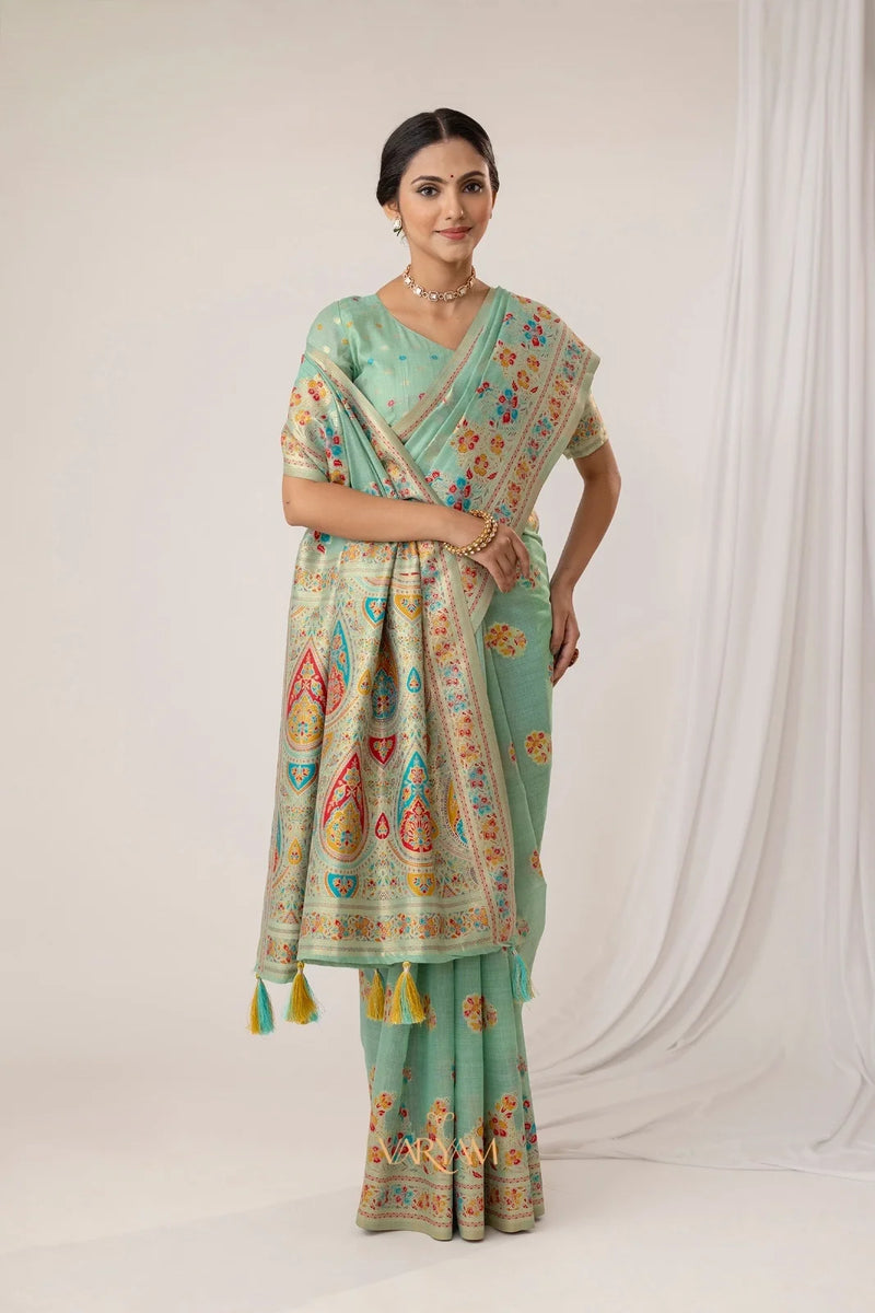 Mandira Cotton Mint Saree