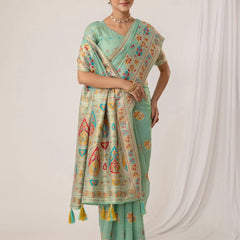 Mandira Cotton Mint Saree