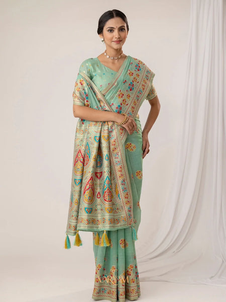 Mandira Cotton Mint Saree
