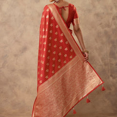 Zari Banarsi Silk Orange Saree