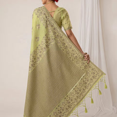 Sindoor Cotton Green Saree