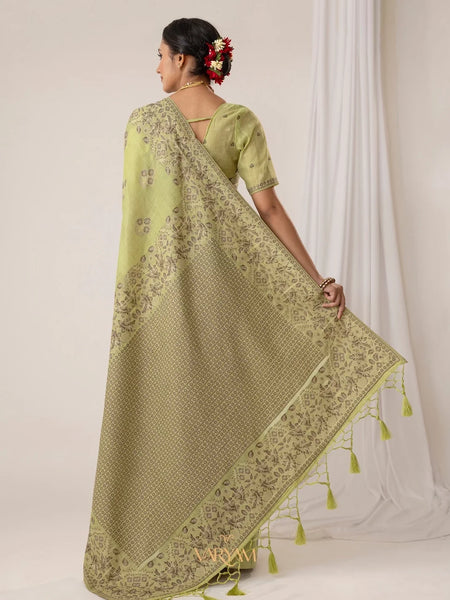 Sindoor Cotton Green Saree