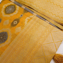 Ikkat Cotton Yellow Saree