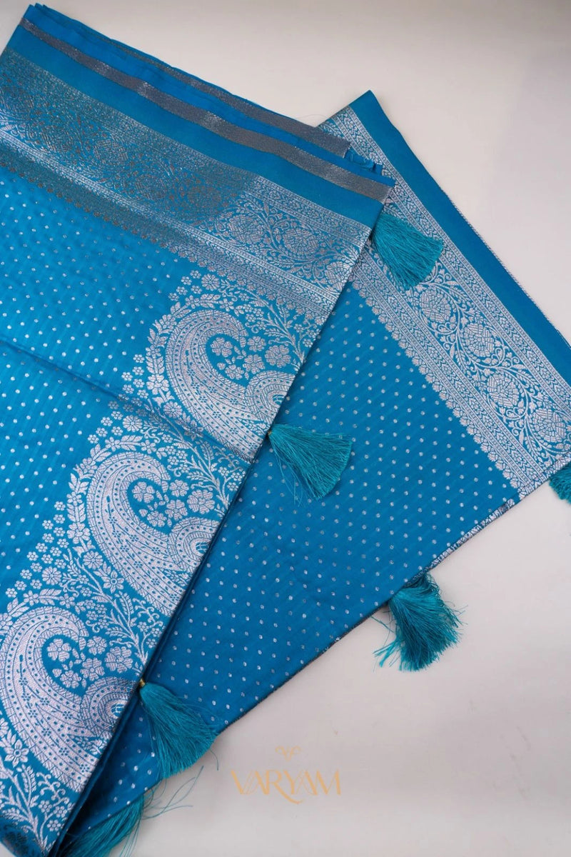 Zari Banarsi Silk Blue Saree