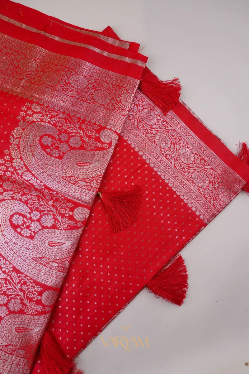 Zari Banarsi Silk Red Saree