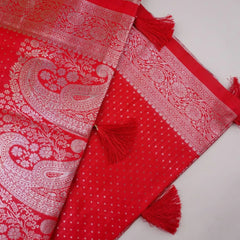 Zari Banarsi Silk Red Saree