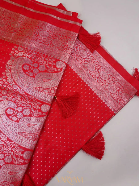 Zari Banarsi Silk Red Saree