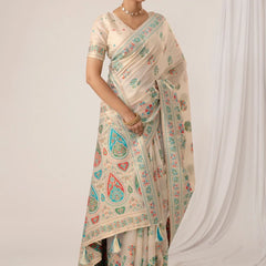 Mandira Cotton White Saree
