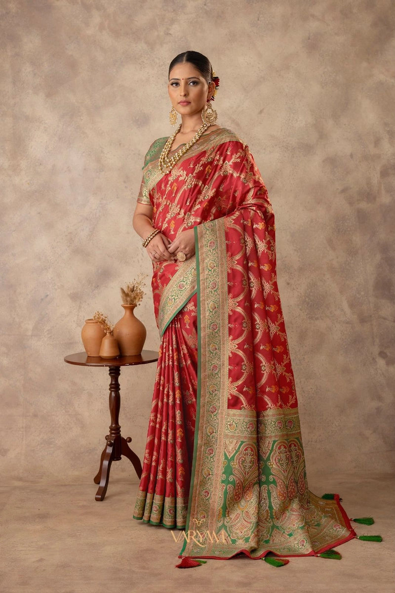 Gadwal Silk Red Saree