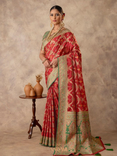 Gadwal Silk Red Saree