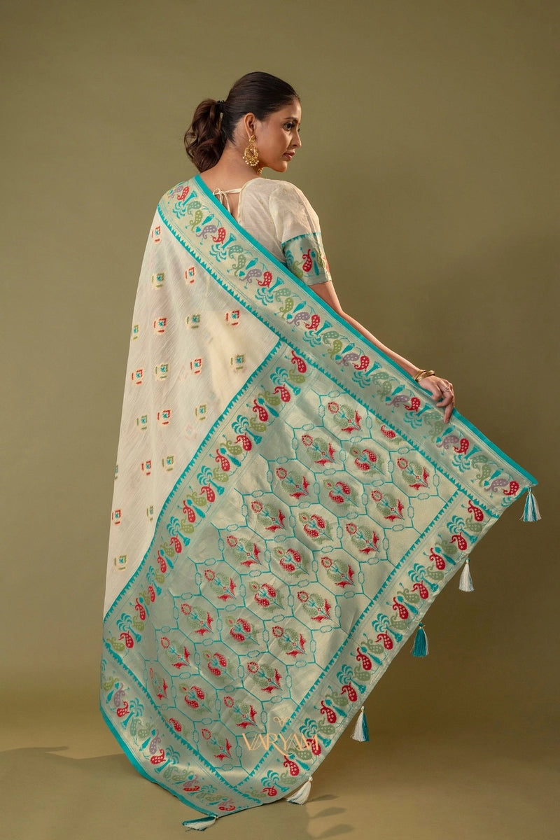 Kalista Linen Cream Saree
