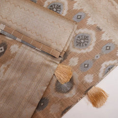 Ikkat Cotton Beige Brown Saree