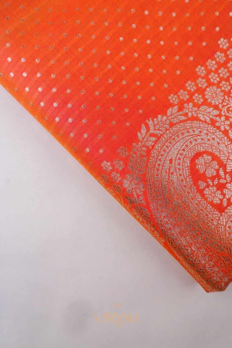 Zari Banarsi Silk Orange Saree