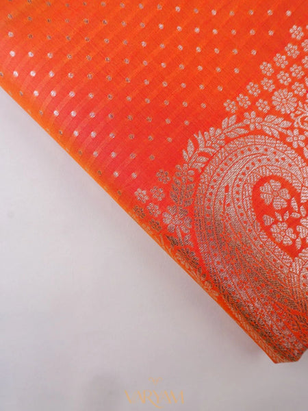 Zari Banarsi Silk Orange Saree