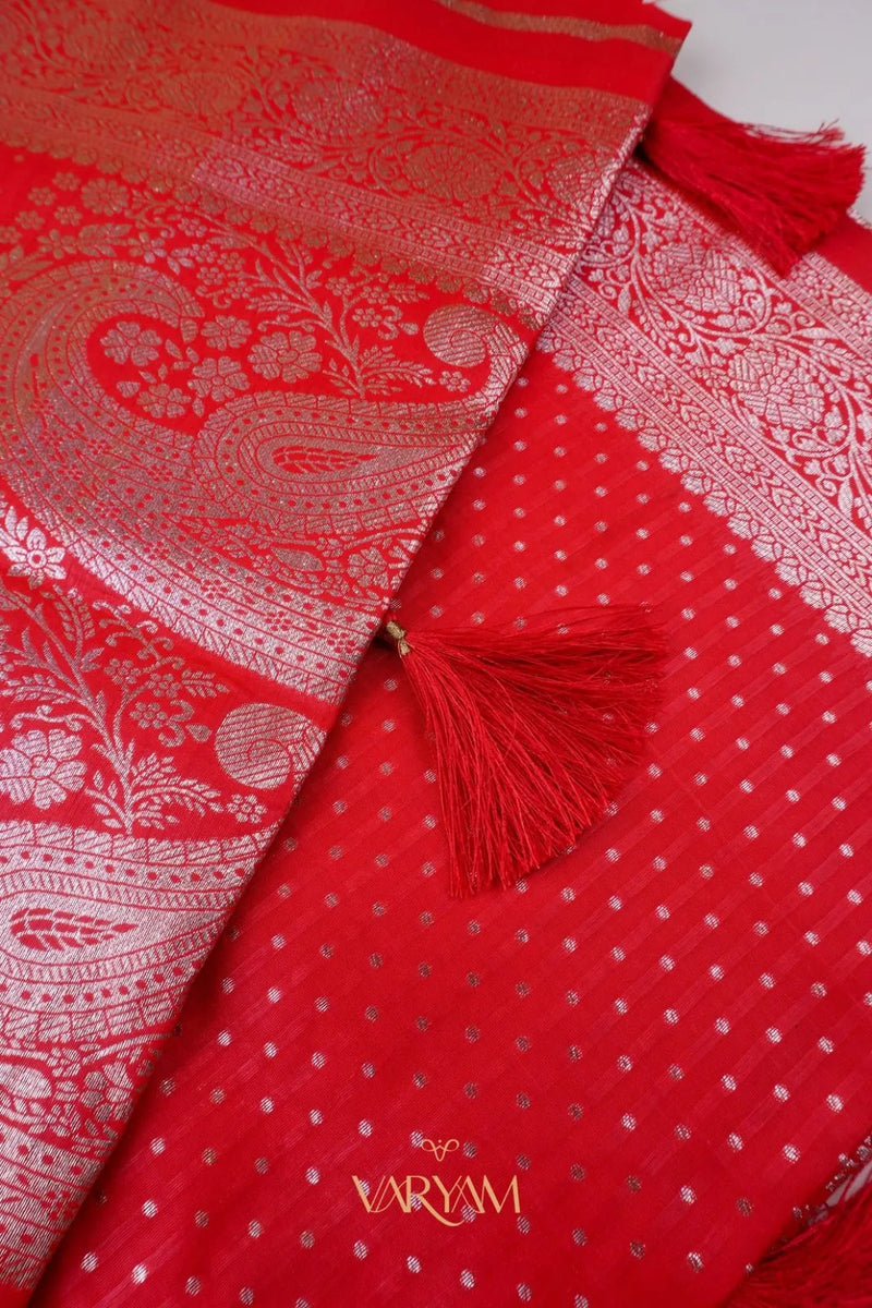 Zari Banarsi Silk Red Saree