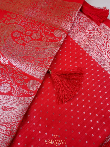 Zari Banarsi Silk Red Saree