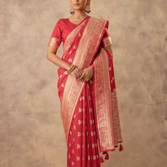 Zari Banarsi Silk Red Saree