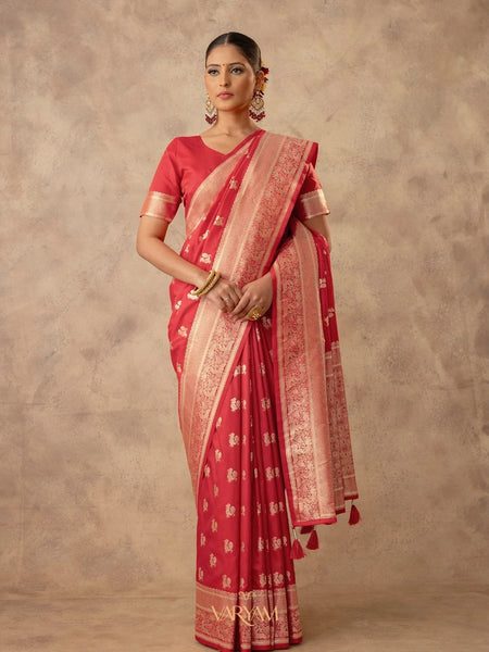 Zari Banarsi Silk Red Saree